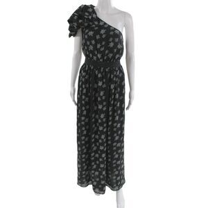 Kate Young Women Maxi Dress Black Star Graphic Polyester Zip Knee Length Size S